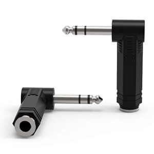 ancable 2-pack 1/4″ 6.35mm right angle stereo male plug to 1/4″ 6.35mm stereo female jack audio adapter