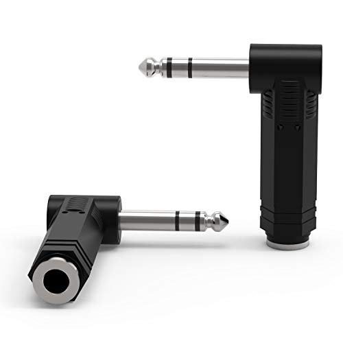 Ancable 2-Pack 1/4" 6.35mm Right Angle Stereo Male Plug to 1/4" 6.35mm Stereo Female Jack Audio Adapter