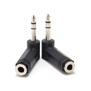 Ancable 2-Pack 1/4" 6.35mm Right Angle Stereo Male Plug to 1/4" 6.35mm Stereo Female Jack Audio Adapter