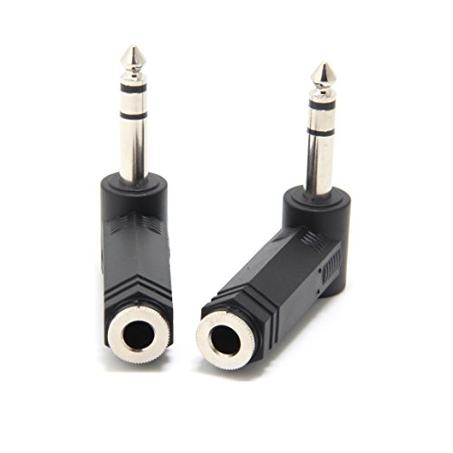 Ancable 2-Pack 1/4" 6.35mm Right Angle Stereo Male Plug to 1/4" 6.35mm Stereo Female Jack Audio Adapter