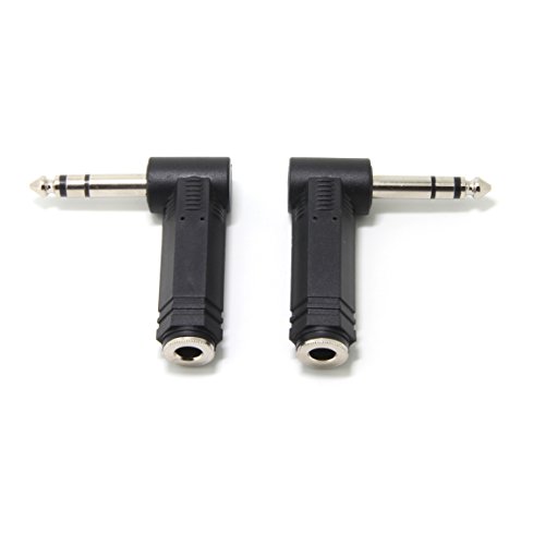 Ancable 2-Pack 1/4" 6.35mm Right Angle Stereo Male Plug to 1/4" 6.35mm Stereo Female Jack Audio Adapter