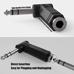 Ancable 2-Pack 1/4" 6.35mm Right Angle Stereo Male Plug to 1/4" 6.35mm Stereo Female Jack Audio Adapter