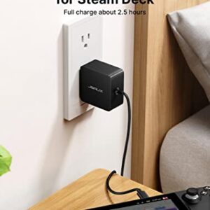 45W USB C Power Charger for Steam Deck, JSAUX 5FT Cable Type-C PD 3.0 Fast Charger USB C Wall Adapter Compatible with Steam Deck, Switch, MacBook Pro/Air, Samsung Galaxy S23 S22, iPad Pro/Air, Pixel