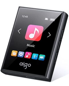 【2023 new edition】 aigo 32gb bluetooth 5.0 mp3 player, portable touch screen hifi lossless sound music player with bulit-in speaker, fm radio, voice recorder, e-book, support up to 128g