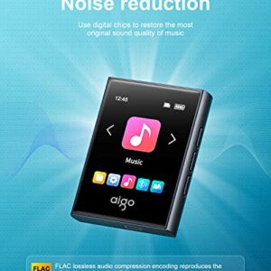 【2023 New Edition】 aigo 32GB Bluetooth 5.0 MP3 Player, Portable Touch Screen HiFi Lossless Sound Music Player with Bulit-in Speaker, FM Radio, Voice Recorder, E-Book, Support Up to 128G