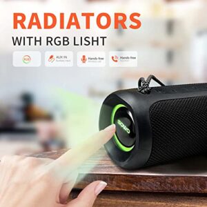 Portable Speaker, Wireless Bluetooth Speaker, IPX7 Waterproof, 25W Loud Stereo Sound, Bassboom Technology, TWS Pairing, Built-in Mic, 16H Playtime with Lights for Home Outdoor - Black