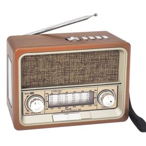 Videyas Portable Shortwave Retro Radio, AM FM Retro Radio, with Bluetooth Speaker, Best Reception, Rechargeable Battery, Torch, AUX TF USB Stick, Great for Outdoor Kitchen Gifts