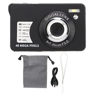 Digital Camera, 48MP Anti Shaking Rechargeable Students Compact Camera with 2.7in Display, 16x Digital Zoom, Face Recognition, Gifts for Students Teens Adults Girls Boys