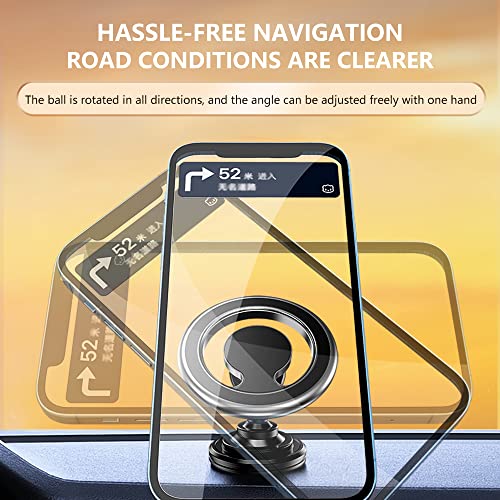 Turcee Compatible for MagSafe Car Mount,[2022 New Upgrade] Dashboard 360° Rotation Magnetic Car Mount,Cell Phone Holder for MagSafe iPhone 14 13 12 Pro Max MagSafe Case/All Smart Phones (Black)