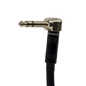 Monoprice Premier Series 1/4 Inch (TRS) Guitar Pedal Patch Cable Cord - 8 Inch - Black with Right Angle Connectors