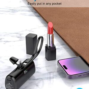 Aimenzunto Small Portable Charger Power Bank, 5000mAh with Lightning & USB C Dual Output Powerbank, LED Display Battery Pack Fast Charging for iPhone 14/13/12/11 Samsung Google Pixel Moto etc