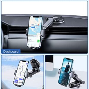 Ruiwwo Phone Mount for Car Dashboard & Windshield, [Super Suction & Never Fall Off] Cell Phone Holder Car, Hands Free Car Phone Holder Mount Compatible with iPhone Samsung All 4-7" Smartphones