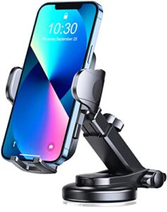 ruiwwo phone mount for car dashboard & windshield, [super suction & never fall off] cell phone holder car, hands free car phone holder mount compatible with iphone samsung all 4-7″ smartphones
