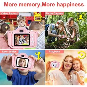 Children Digital Camera, Kids Camera, Anti-Drop Mini Children Selfie Cartoon Camera, 1080P HD Digital Video Camera for Girls Boys Christmas Birthday Gifts(Pink)