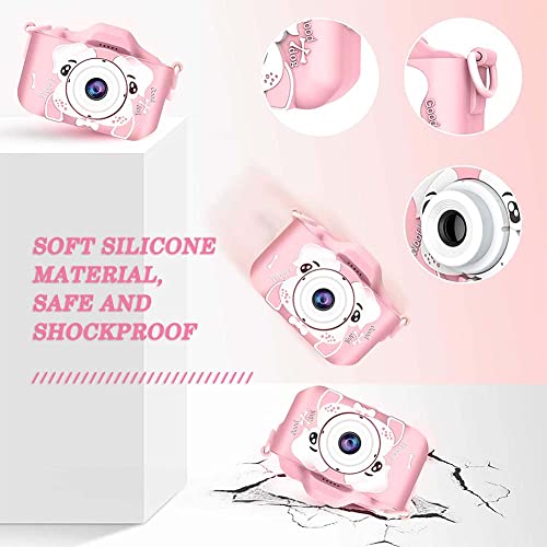 Children Digital Camera, Kids Camera, Anti-Drop Mini Children Selfie Cartoon Camera, 1080P HD Digital Video Camera for Girls Boys Christmas Birthday Gifts(Pink)