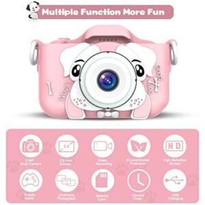 Children Digital Camera, Kids Camera, Anti-Drop Mini Children Selfie Cartoon Camera, 1080P HD Digital Video Camera for Girls Boys Christmas Birthday Gifts(Pink)