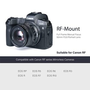 AstrHori 50mm F2.0 Large Aperture Full Frame Manual Prime Lens with Blur Effect & Filter Slot Compatible with Canon RF-Mount Mirrorless Camera EOS RP,EOS R5,EOS R6,EOS R3,EOS R,etc(Black)