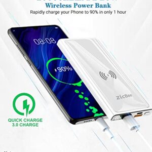 15W Wireless Portable Charger, 22.5W PD20W QC3.0 USB-C Fast Charging 10000mAh Power Bank LED Display, 2 Inputs and 4 Outputs, Slim & Light External Battery Pack for iPhone iPad Airpod Samsung LG Sony