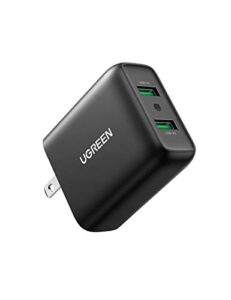 ugreen quick charge 36w dual wall charger qc 3.0 usb wall charger fast charging adapter compatible for samsung galaxy s20 s10 s9 s8 note 10 9 iphone ipad lg htc and more