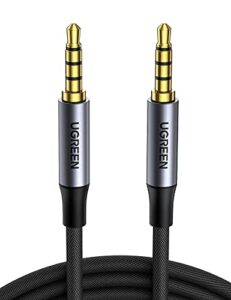 ugreen 3.5mm audio cable braided 4-pole hi-fi stereo trrs jack shielded male to male aux cord compatible with ipad, samsung phones, tablets, car home stereos, headphones, speaker, 3ft