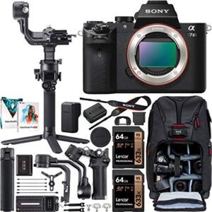 sony a7 ii full-frame alpha mirrorless digital camera 24mp a7ii body ilce-7m2 filmmaker’s kit with dji rsc 2 gimbal 3-axis handheld stabilizer bundle + deco photo backpack + software