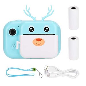 agatige print camera for kids, children’s digital zero ink video camera portable thermal 1080p twin lens with 2.4in screen 16g toys instant camera gift for 3-12 years old kids(blue)