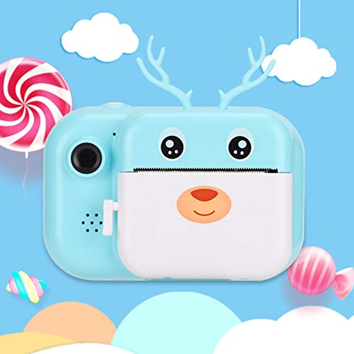 Agatige Print Camera for Kids, Children's Digital Zero Ink Video Camera Portable Thermal 1080P Twin Lens with 2.4in Screen 16G Toys Instant Camera Gift for 3-12 Years Old Kids(Blue)