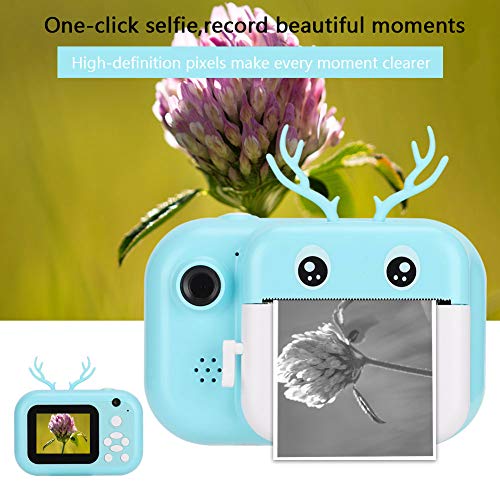 Agatige Print Camera for Kids, Children's Digital Zero Ink Video Camera Portable Thermal 1080P Twin Lens with 2.4in Screen 16G Toys Instant Camera Gift for 3-12 Years Old Kids(Blue)