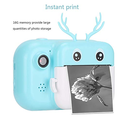 Agatige Print Camera for Kids, Children's Digital Zero Ink Video Camera Portable Thermal 1080P Twin Lens with 2.4in Screen 16G Toys Instant Camera Gift for 3-12 Years Old Kids(Blue)