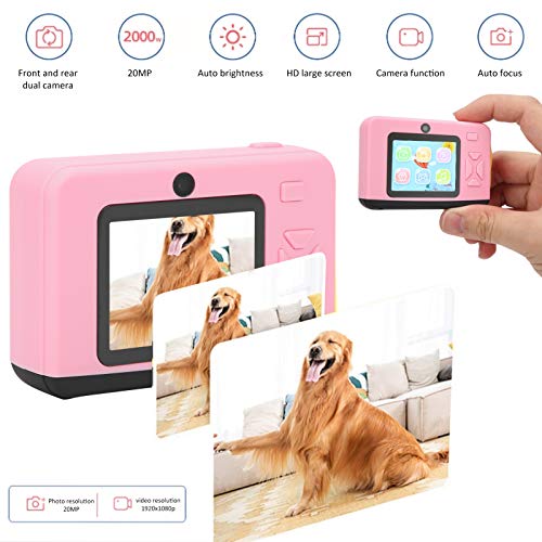 Kids Camera, 2.0in IPS Screen Display Dual Camera up to 32GB Micro Memory Card with 400mAh Battery for 3 to 12 Years Old Boys and Girls Birthday(Pink)