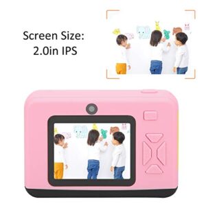 Kids Camera, 2.0in IPS Screen Display Dual Camera up to 32GB Micro Memory Card with 400mAh Battery for 3 to 12 Years Old Boys and Girls Birthday(Pink)