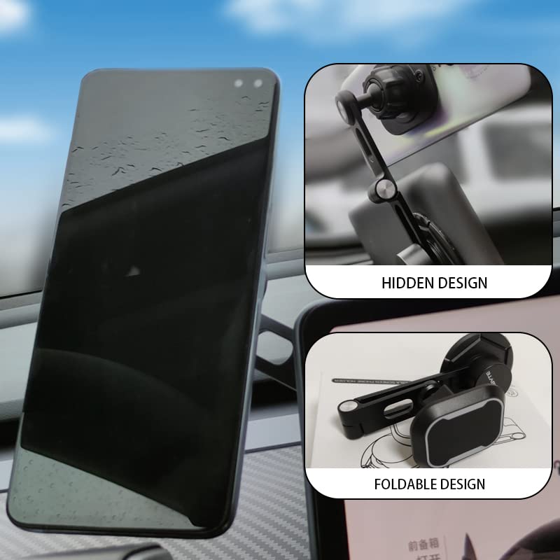 TOPABYTE Tesla Model 3/Y Phone Holder Magnetic Phone Mount for Screen 2016-2022 Tesla Accessories Invisible Foldaway