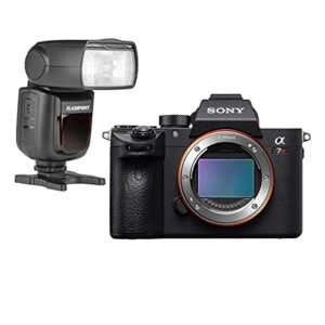 sony alpha a7r iii mirrorless digital camera body (v2) with flashpoint zoom li-ion r2 ttl on-camera flash speedlight