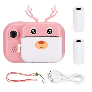 agatige print camera for kids, children’s digital zero ink video camera portable thermal 1080p twin lens with 2.4in screen 16g toys instant camera gift for 3-12 years old kids(pink)