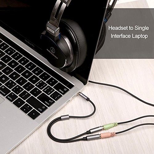 Headphone Y Splitter Mic and Audio Combo Adapter Female to Male 3.5mm PC Headset Extension Cable for PS4,Tablet, Laptop,Phone and More 3.9 Inch (Black)