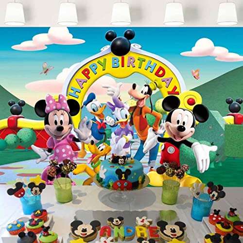 Mickey Mouse Clubhouse Backdrop Birthday Party Supplies Photo Background for Kids Birthday Party Cake Table Decoration Banner 5x3 ft 408