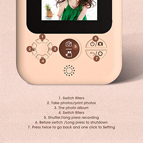 Shanbor Cartoon Children Camera, Cartoon Creativity Portable Thermal Printer Camera, Take Pictures Video Children Print Camera, Outdoor Birthday Gift for Children Home