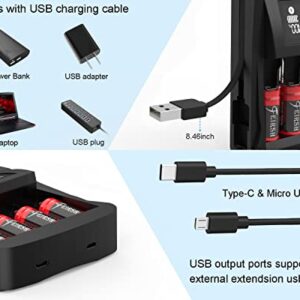 123A 3V Lithium Battery for Arlo, 8 Pack Battery Charger with 3.7V 800mAh Rechargeable Batteries for Arlo Cameras VMC3030 VMK3200 VMS3330 3430 3530 and Flashlight Microphone