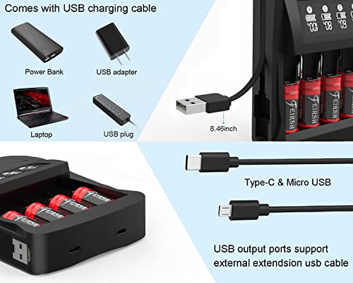 123A 3V Lithium Battery for Arlo, 8 Pack Battery Charger with 3.7V 800mAh Rechargeable Batteries for Arlo Cameras VMC3030 VMK3200 VMS3330 3430 3530 and Flashlight Microphone