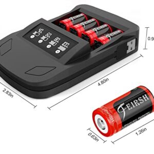 123A 3V Lithium Battery for Arlo, 8 Pack Battery Charger with 3.7V 800mAh Rechargeable Batteries for Arlo Cameras VMC3030 VMK3200 VMS3330 3430 3530 and Flashlight Microphone