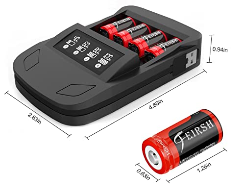 123A 3V Lithium Battery for Arlo, 8 Pack Battery Charger with 3.7V 800mAh Rechargeable Batteries for Arlo Cameras VMC3030 VMK3200 VMS3330 3430 3530 and Flashlight Microphone