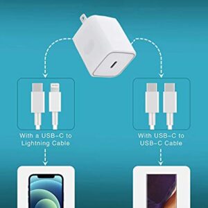 USB C Wall Charger, iPhone Fast Charger Block 2Pack 20W PD Power Adapter Compatible with iPhone 14/14 Pro/14 Pro Max/14 Plus/13 12 11 Pro Max/Pro/Mini/XS/XR/X, iPad Pro/Mini, Galaxy,Google Pixel 5/4/3