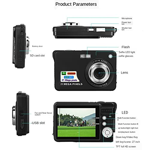 LINXHE Digital Camera 2.7 inch HD Camera Compact Camera Pocket Camera,8X Digital Zoom Rechargeable Small Digital Cameras for Kids,Beginners (Color : Blue)