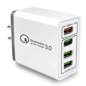 USB Charger 40W QC3.0 USB Wall Charger, 5V/3.1A 4-Port Charging Block Fast USB Wall Plug for iPhone 12 Pro Max/Mini/11/XS Max/XR/X/8/7/6, iPad, Samsung S8/S9, Note8/9, LG, HTC, Moto, Switch and More