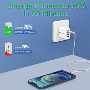 USB Charger 40W QC3.0 USB Wall Charger, 5V/3.1A 4-Port Charging Block Fast USB Wall Plug for iPhone 12 Pro Max/Mini/11/XS Max/XR/X/8/7/6, iPad, Samsung S8/S9, Note8/9, LG, HTC, Moto, Switch and More