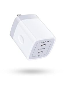 dual port 40w usb-c wall charger, samsung charger block pd power adapter for iphone 14/14 pro/14 pro max/14 plus/13 12 11 pro max, samsung galaxy s22 / s22 ultra/s22 plus/s21/s21 ultra/s21 plus-white