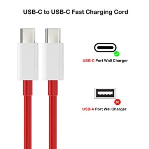6.5A USB C to USB C Charging Cable Warp Charge SuperVooc Charger for Oneplus 9 10 Pro 8T 10T, Super Fast Charging Cord for Samsung Galaxy S23 S22 S21 Ultra A52 A53 Pixel 7 6 Pro Type C to C 3ft+6ft