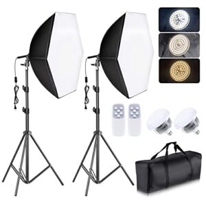 torjim softbox lighting kit, 30″x30″ professional photography lighting kit for filming model portrait product fashion photography, continuous lighting kit for video recording, portraits shooting