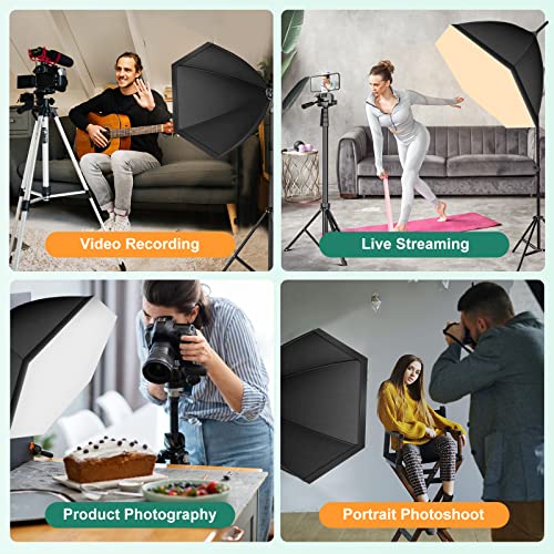 Torjim Softbox Lighting Kit, 30"X30" Professional Photography Lighting Kit for Filming Model Portrait Product Fashion Photography, Continuous Lighting Kit for Video Recording, Portraits Shooting