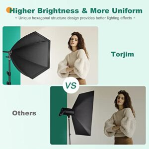 Torjim Softbox Lighting Kit, 30"X30" Professional Photography Lighting Kit for Filming Model Portrait Product Fashion Photography, Continuous Lighting Kit for Video Recording, Portraits Shooting